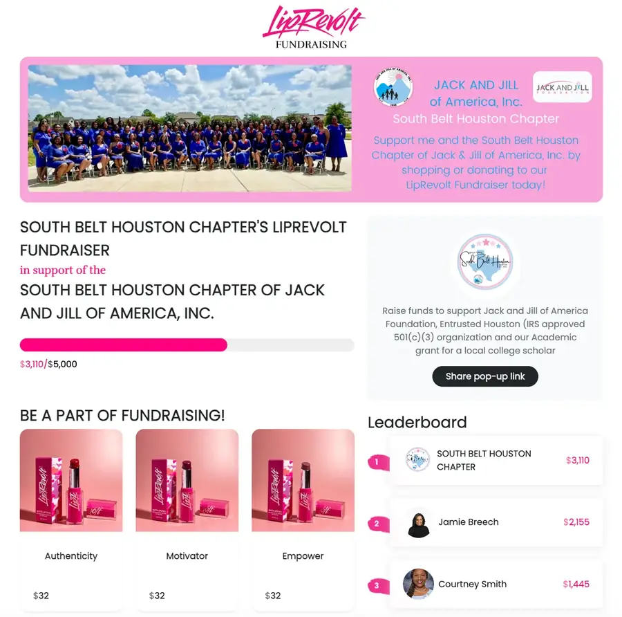 South Belt Houston Chapter LipRevolt fundraiser storefront