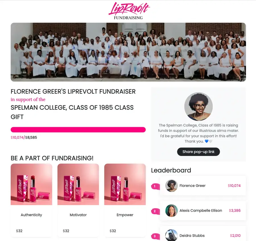 Spelman College Class of 1985 LipRevolt fundraiser storefront